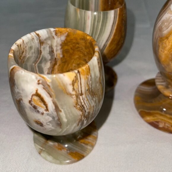 Onyx Goblets - Etsy Banded Onyx Drinking Goblets & Vase Set